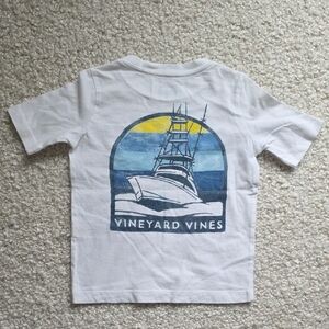 Vineyard Vines White Kids T-Shirt with Yacht Design